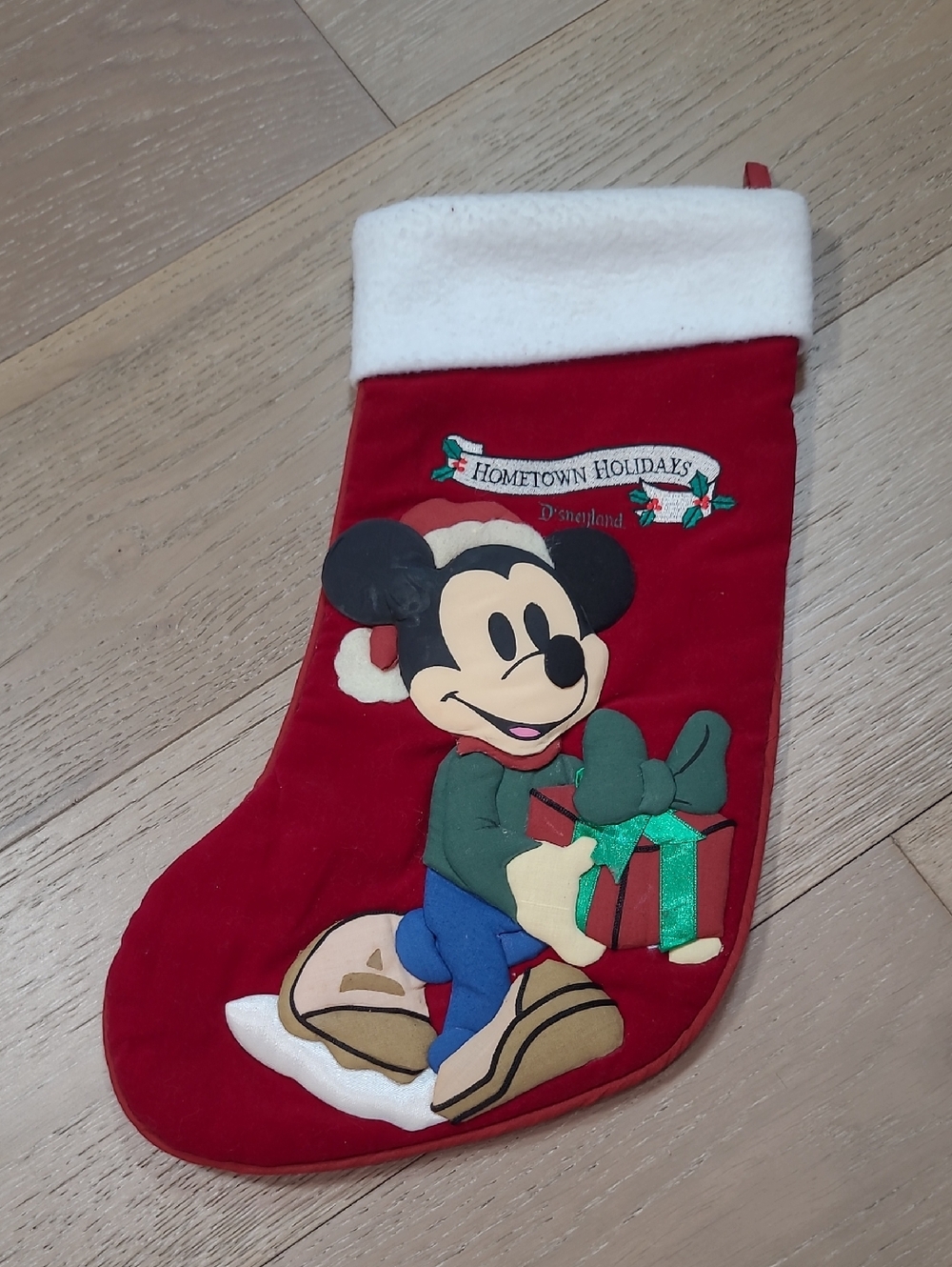 Vintage Disneyland Mickey Mouse 16" Hometown Holidays 3D Christmas Stocking